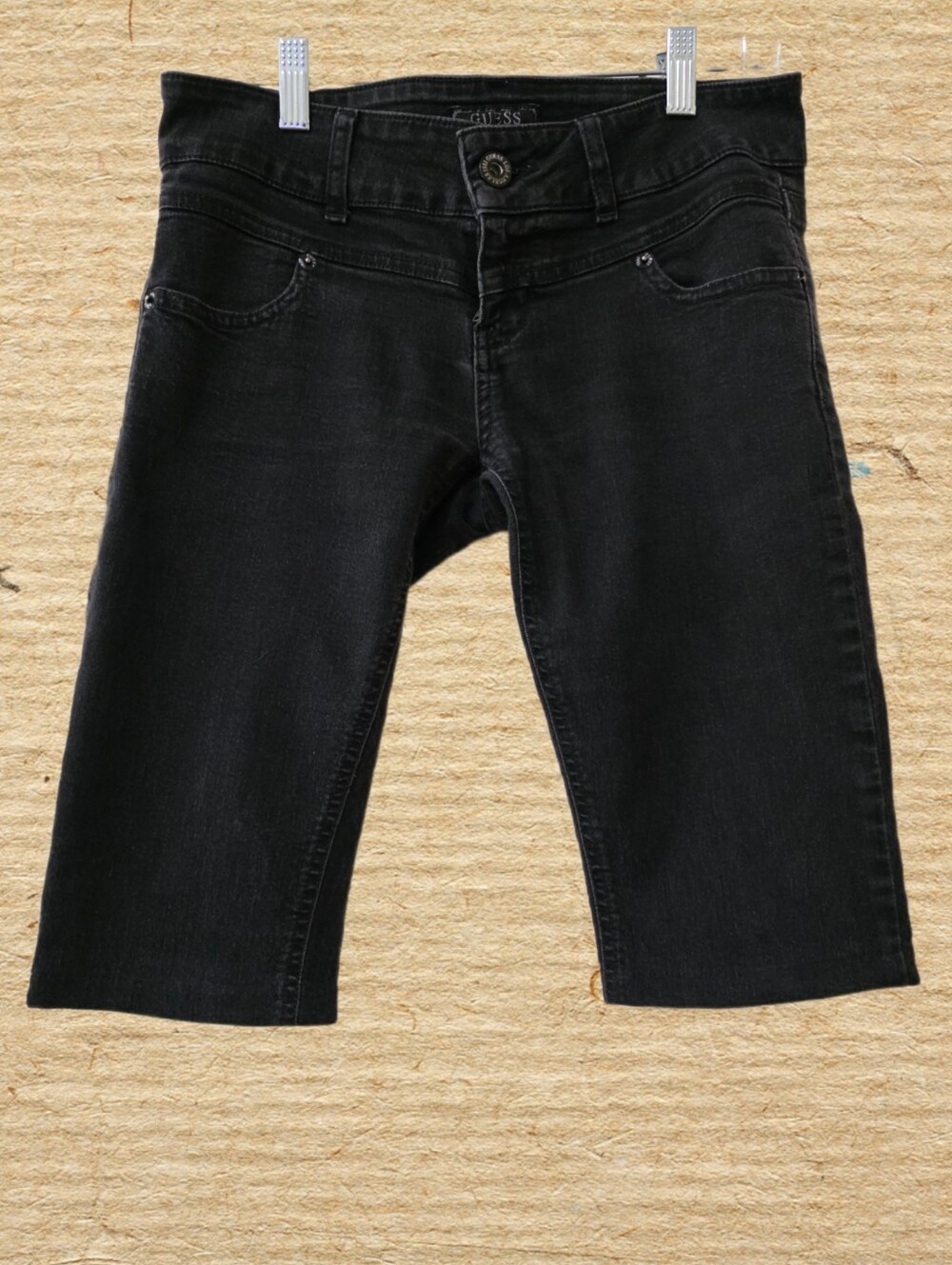 GUESS Women's Black Straight-Leg Shorts.